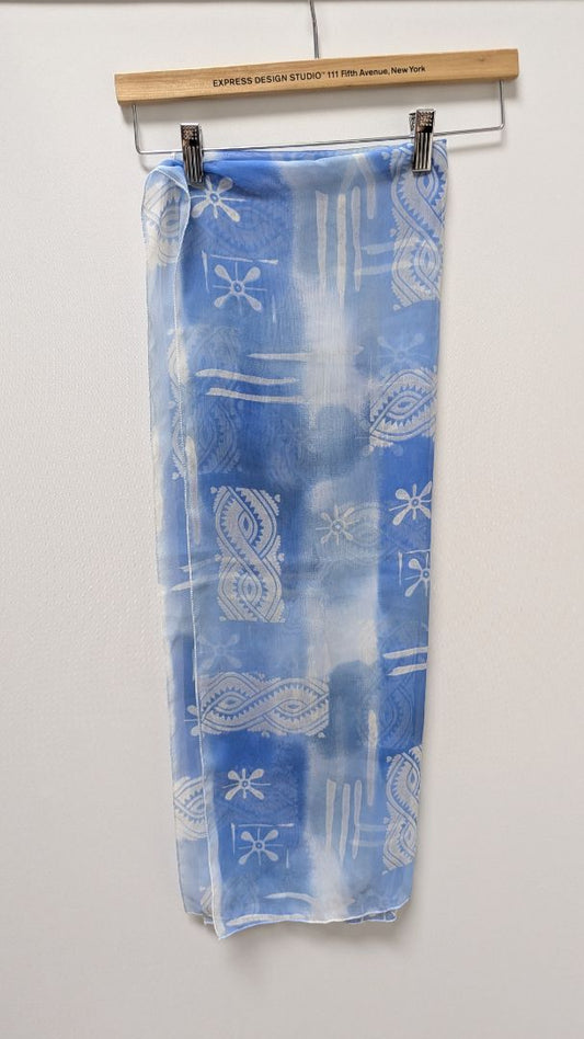 Light Blue/White Printed Sheer Scarf