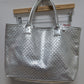 Clinique Silver Metallic PVC Woven-Style Tote Bag