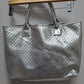 Clinique Silver Metallic PVC Woven-Style Tote Bag
