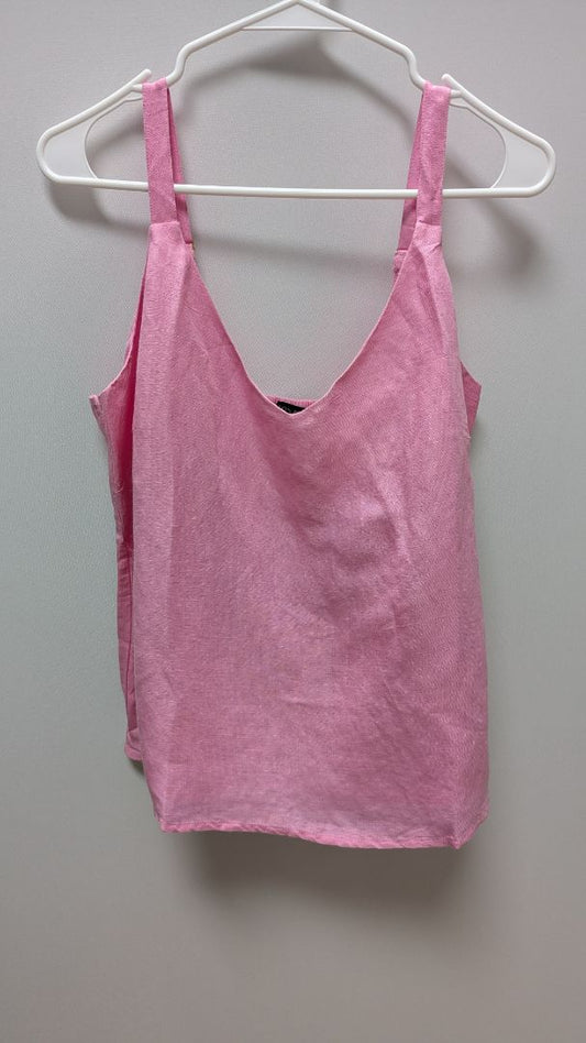 Boston Proper Pink Sachet V-Neck Linen Tank Top