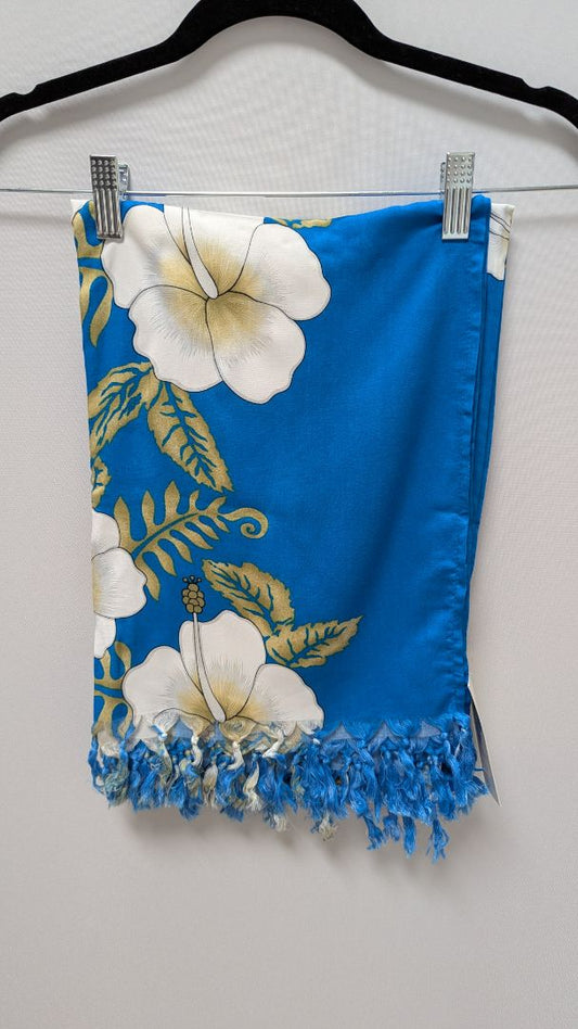 Hibiscus Collection Hawaii Blue Floral Sarong Wrap Skirt