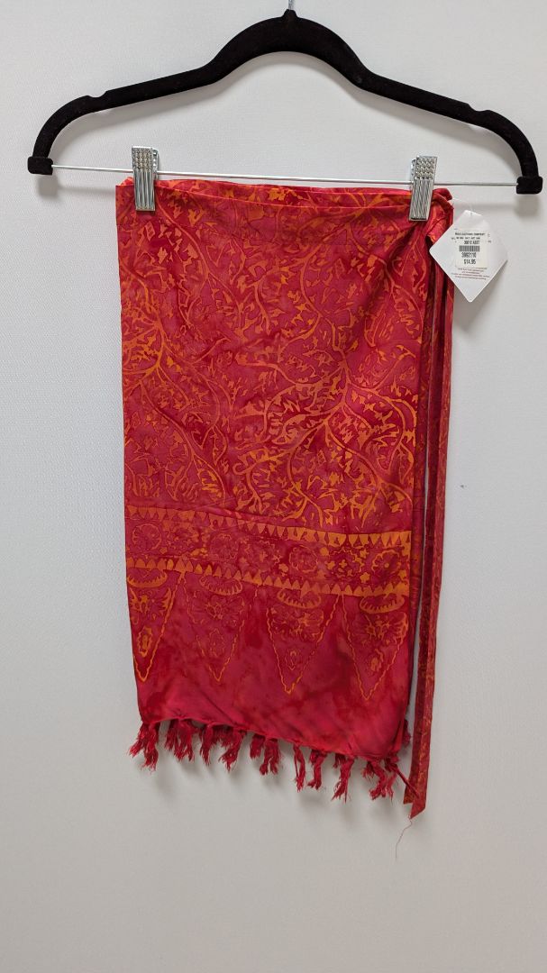 Batik Bali Red/Orange Patterned Sarong Wrap Skirt