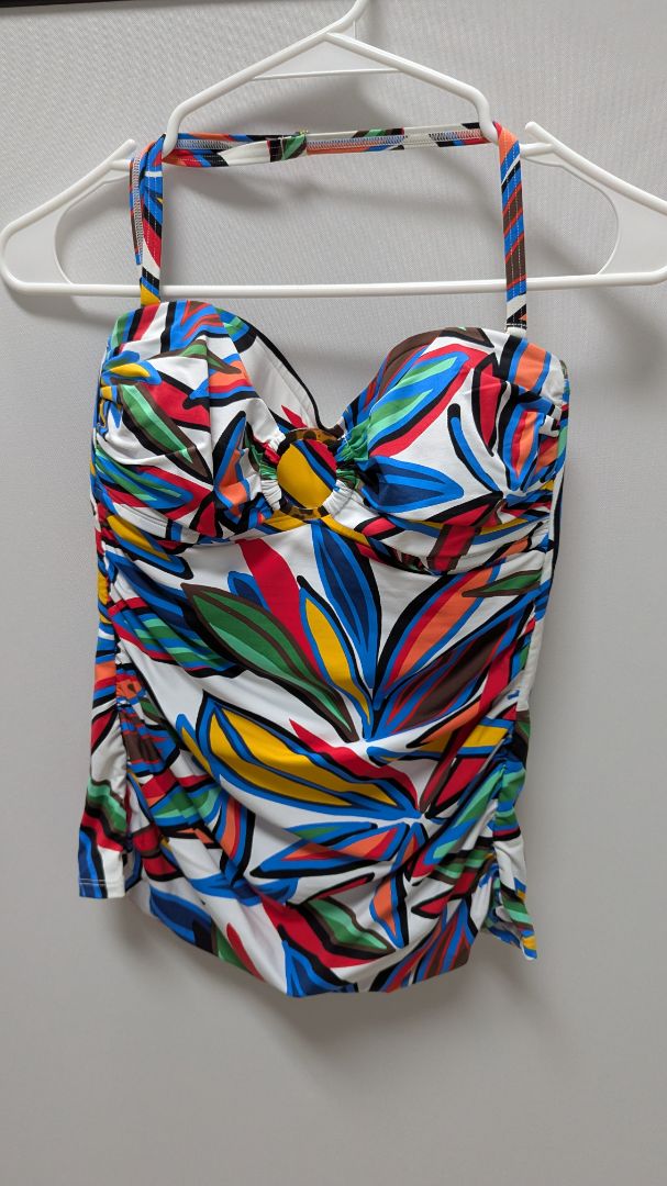 Bleu Rod Beattie Multicolor Printed Halter-Neck Tankini Swim Top
