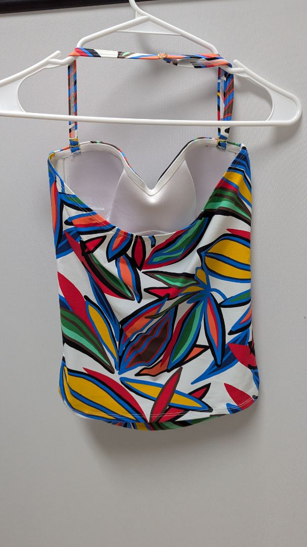 Bleu Rod Beattie Multicolor Printed Halter-Neck Tankini Swim Top