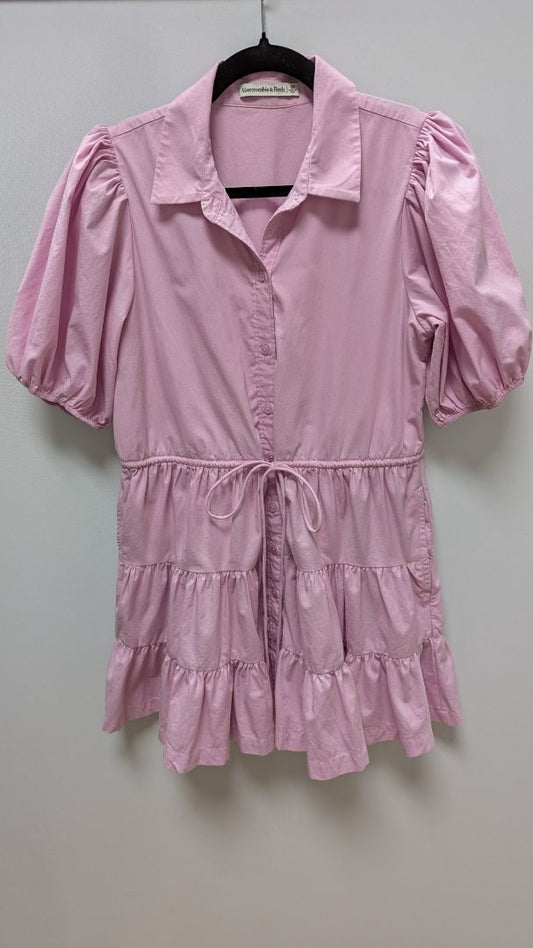 Abercrombie & Fitch Pink Button-Down Peasant Dress