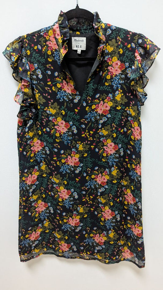 Madewell x NO.6 Black Floral Silk Sleeveless Shift Dress
