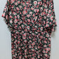 Shein Black/Pink Floral Short-Sleeve Midi Dress