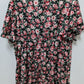 Shein Black/Pink Floral Short-Sleeve Midi Dress