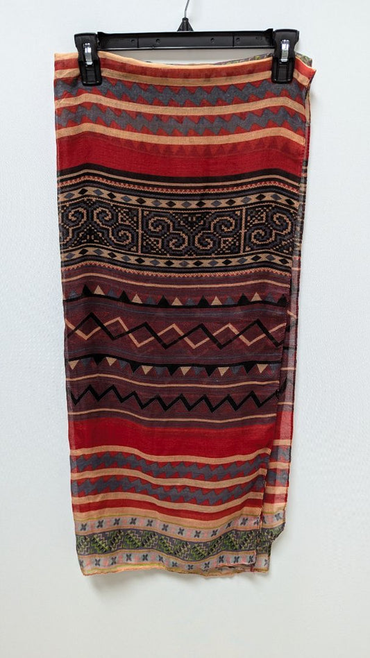 Maroon/Red Printed Sheer Scarf
