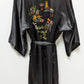 Golden Dragon Black Embroidered Silk Robe