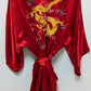 Pearls Red Embroidered Silk Robe