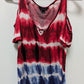 Rock & Republic Red/Blue Tie-Dye Cold-Shoulder Blouse