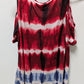 Rock & Republic Red/Blue Tie-Dye Cold-Shoulder Blouse