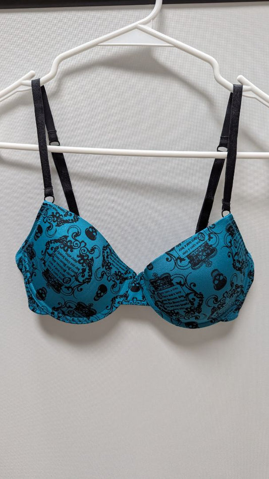 Joe Boxer Teal/Black Skull Graphic Print Bra