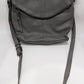 Grey Faux-Leather Foldover Crossbody Purse