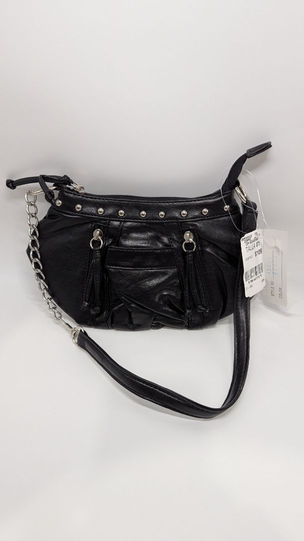 J.C. Fashion Black Talla PVC Leather Mini Shoulder Bag Purse