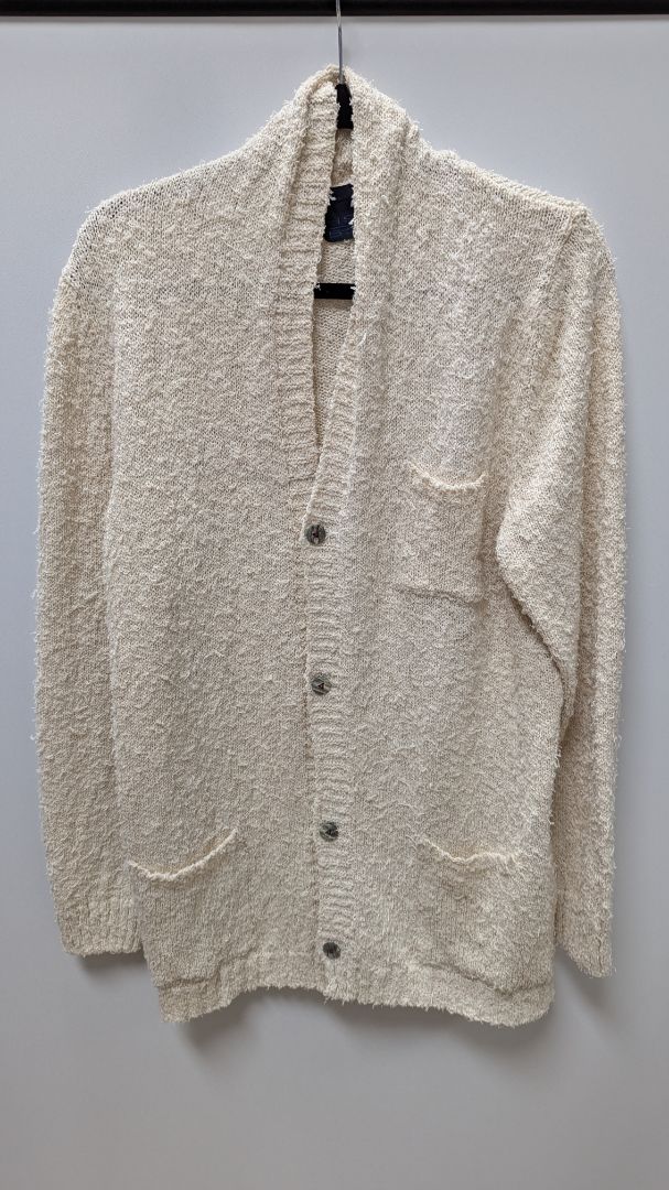 H953 Beige Fuzzy Knit Cardigan Sweater