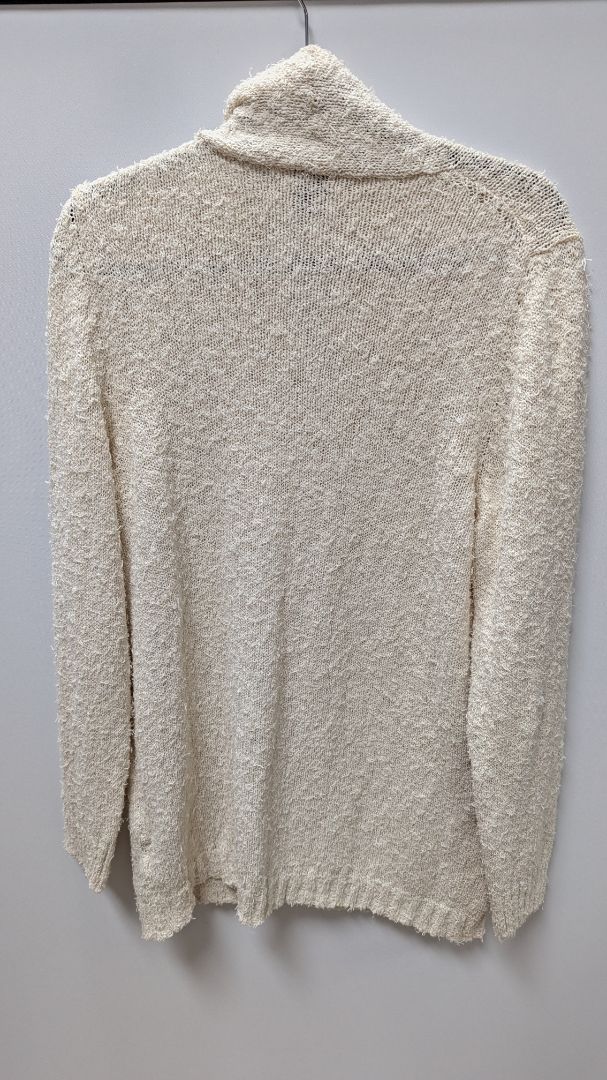 H953 Beige Fuzzy Knit Cardigan Sweater