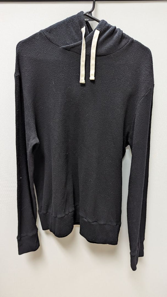 MONROW Black Textured Hooded Pullover Sweater
