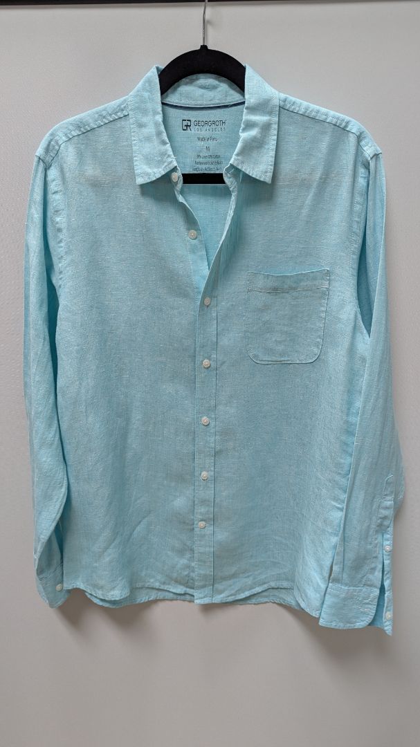 Georg Roth LA Light Blue Linen Button-Down Shirt