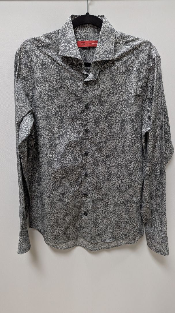 Georg Roth LA Dark Grey Floral Pima Cotton Button-Down Shirt