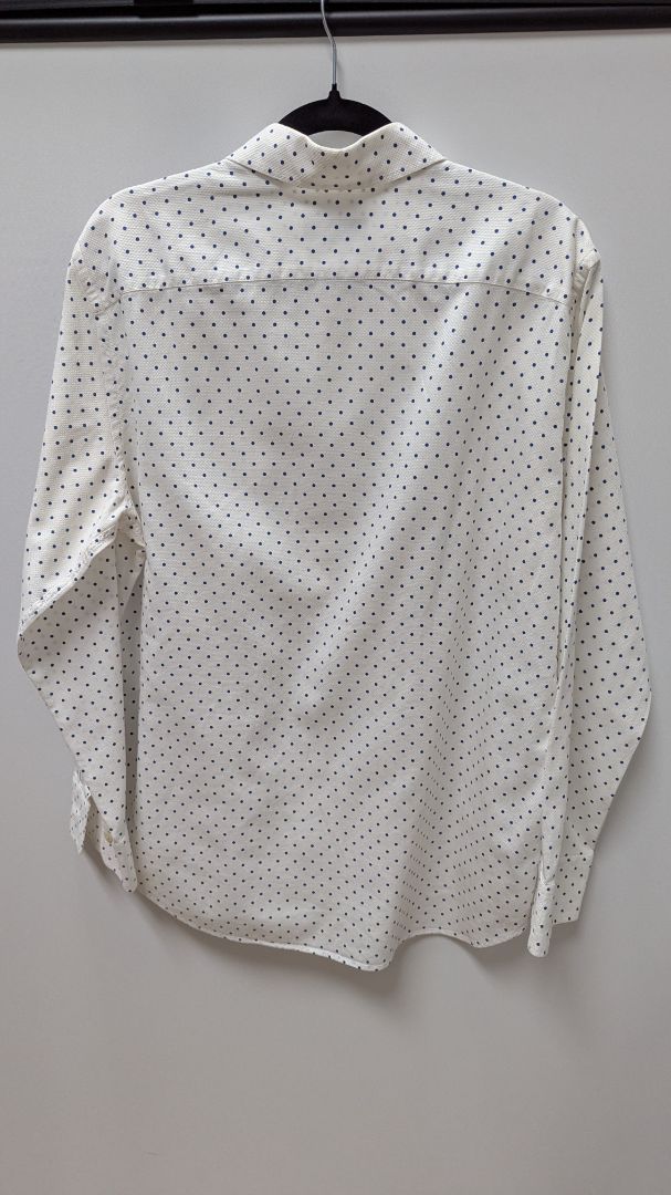 Canali White/Blue Polka-Dot Button-Down Shirt