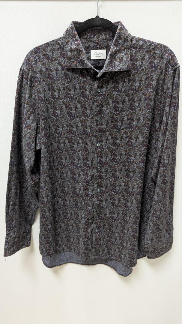 Stenstroms Dark Grey/Maroon Floral Button-Down Shirt