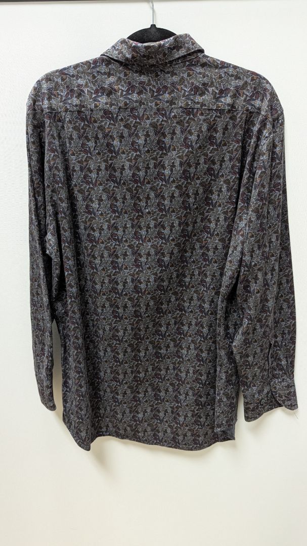 Stenstroms Dark Grey/Maroon Floral Button-Down Shirt