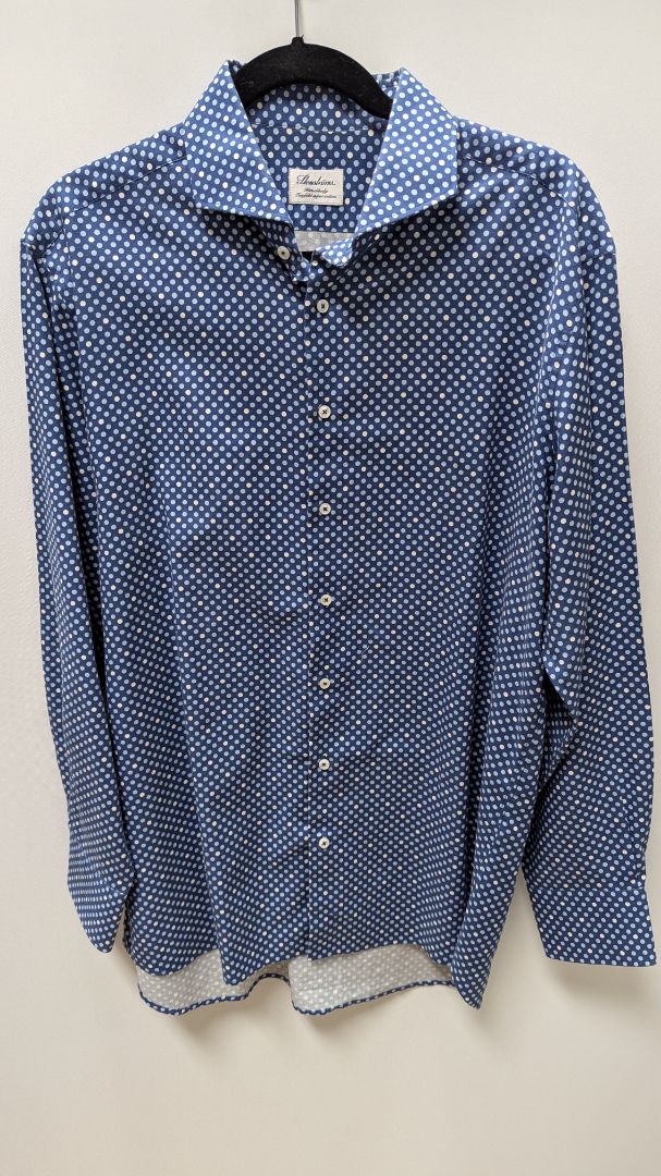 Stenstroms Blue/White Polka-Dot Button-Down Shirt