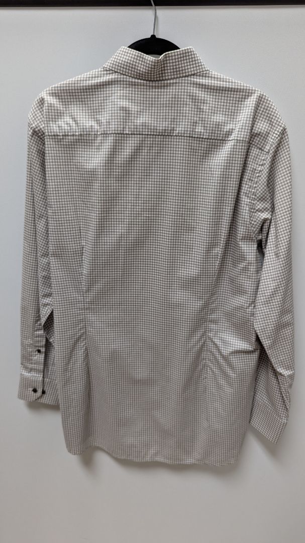 ETON Contemporary Ivory/Brown Plaid Button-Down Shirt