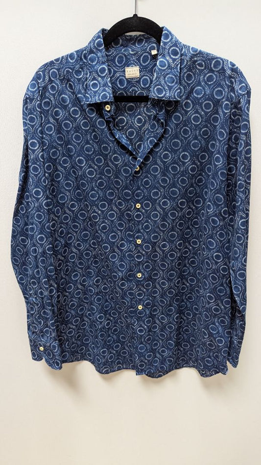 Xacus Navy Circular Print "Evolution Fit" Button-Down Shirt
