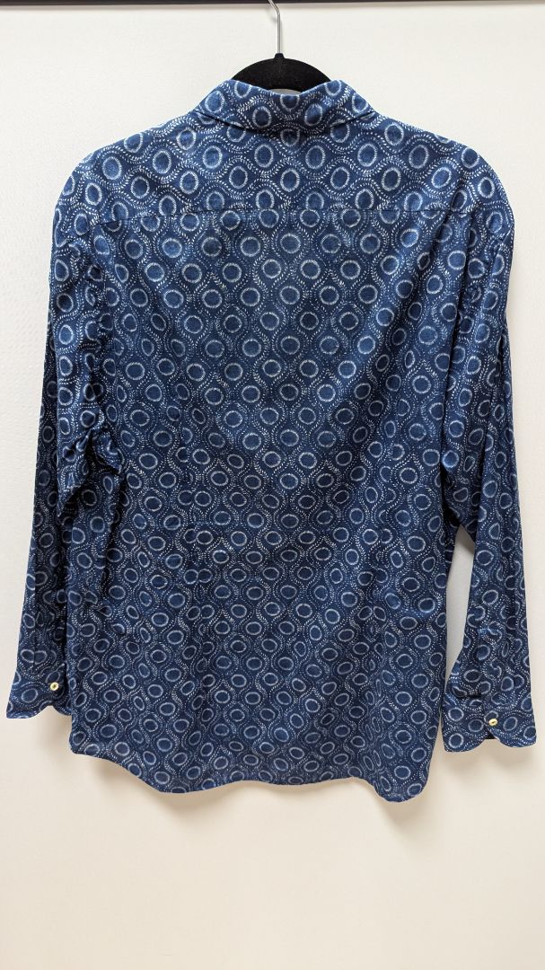Xacus Navy Circular Print "Evolution Fit" Button-Down Shirt