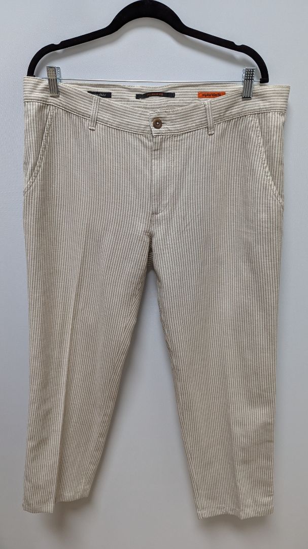 Alberto Beige Summer Striped Regular Slim Fit Pants