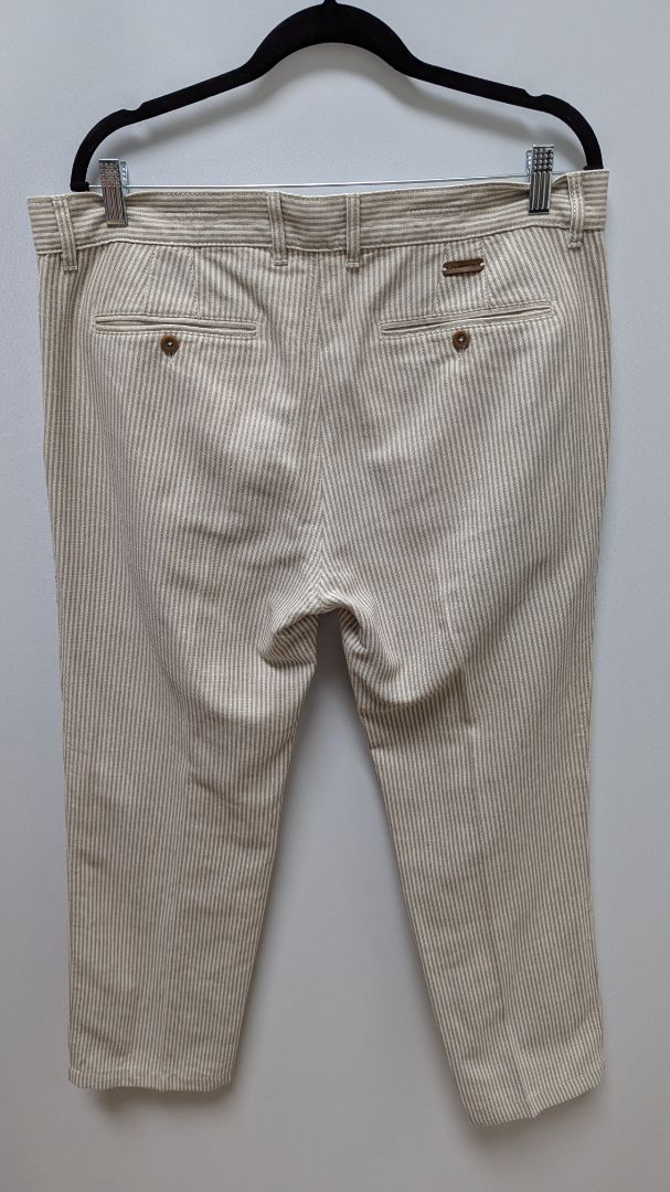 Alberto Beige Summer Striped Regular Slim Fit Pants