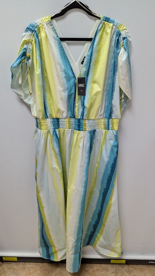 INC White/Blue/Green Layla Stripe Maxi Dress