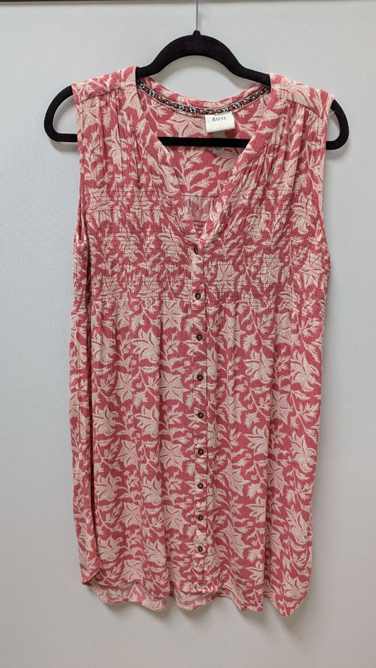 Knox Rose Pink/White Floral Sleeveless Button-Down Dress
