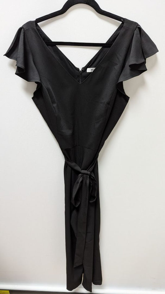 WHBM Black Ruffle-Sleeve Wide-Leg Jumpsuit