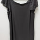 ELLE Black Lace-Sleeve & Hem Shift Dress