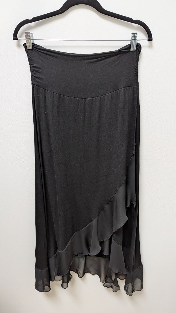APT. 9 Black Ruffled Double-Wrap Maxi Skirt