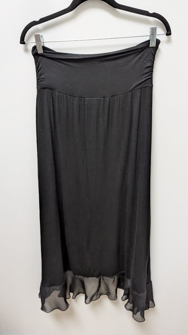 APT. 9 Black Ruffled Double-Wrap Maxi Skirt