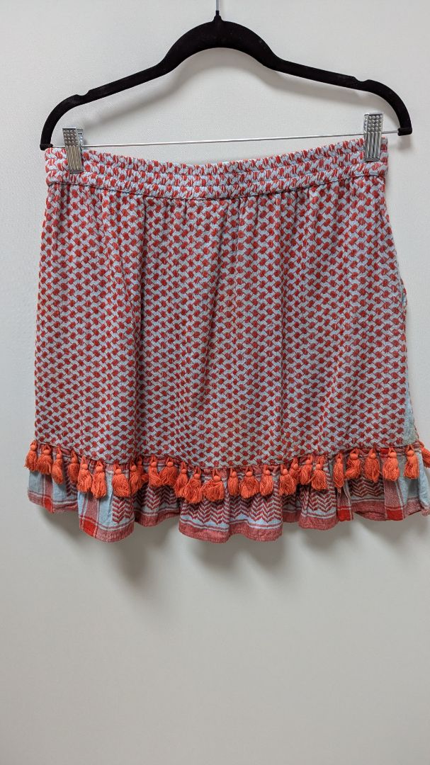 CECILIE copenhagen Light Blue/Orange Faux-Wrap Skirt