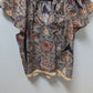 ULLA JOHNSON Blue/Red Printed Peasant Blouse