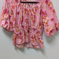 LOFT Pink Floral Lily Gathered Waist V-Neck Blouse