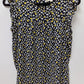 LOFT Navy/Yellow Printed Ruffle-Sleeve Blouse