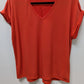 Brigitte Briana Orange V-Neck Dolman Blouse