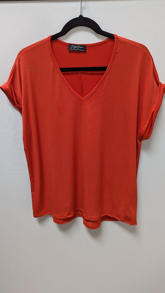 Brigitte Briana Orange V-Neck Dolman Blouse