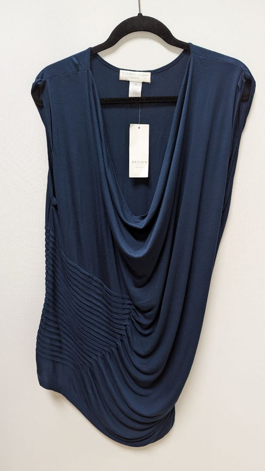 Design History Women Navy Twilight Pleated Tunic Blouse