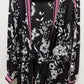 INC Woman Black/Pink Floral Wrap Long-Sleeve Blouse