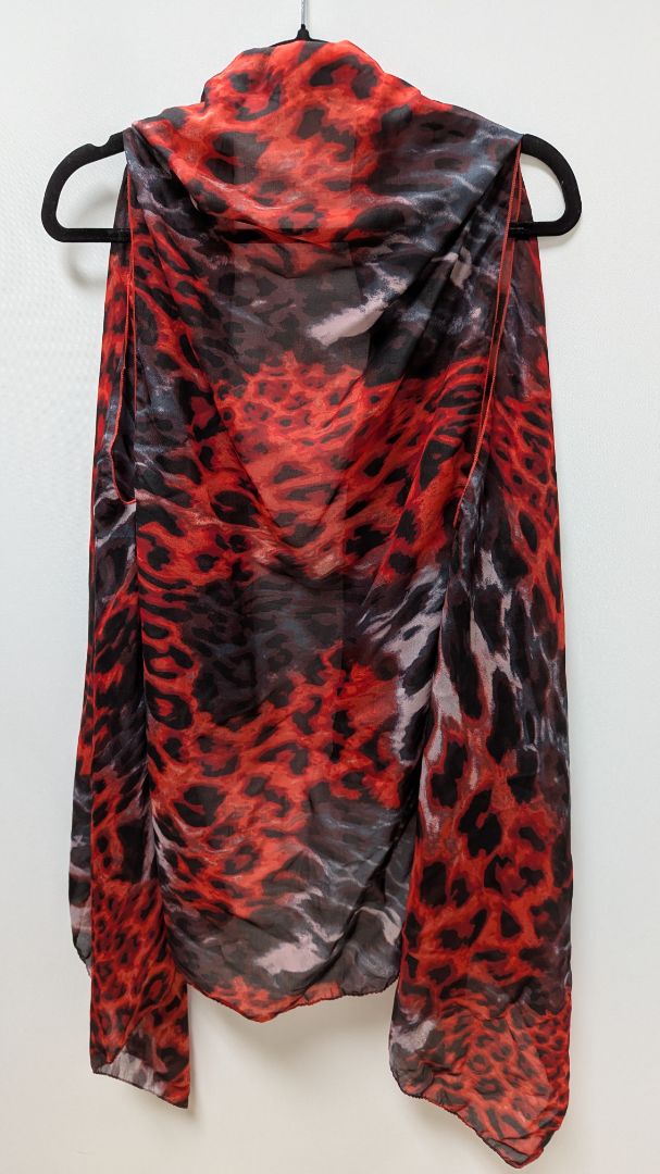 Accents by Lavello Red/Black Patterned Vest Scarf