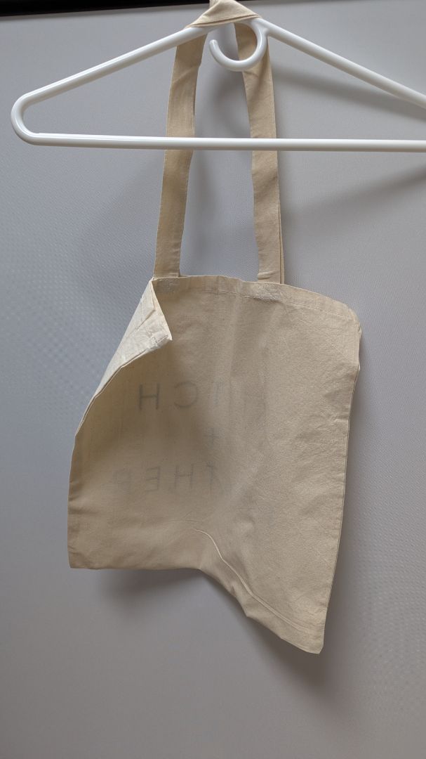 "Stitch + Feather" Beige 100% Cotton Canvas Tote Bag